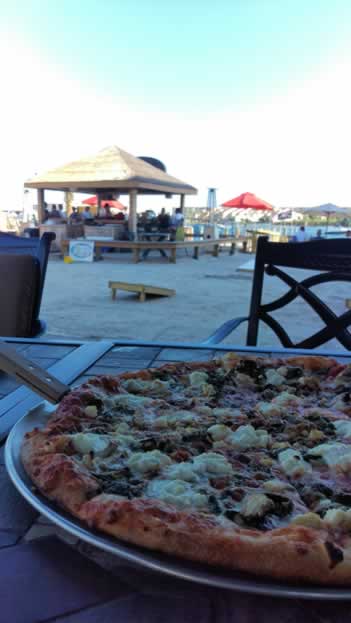 One of our delicious pizzas at the Tiki Bar